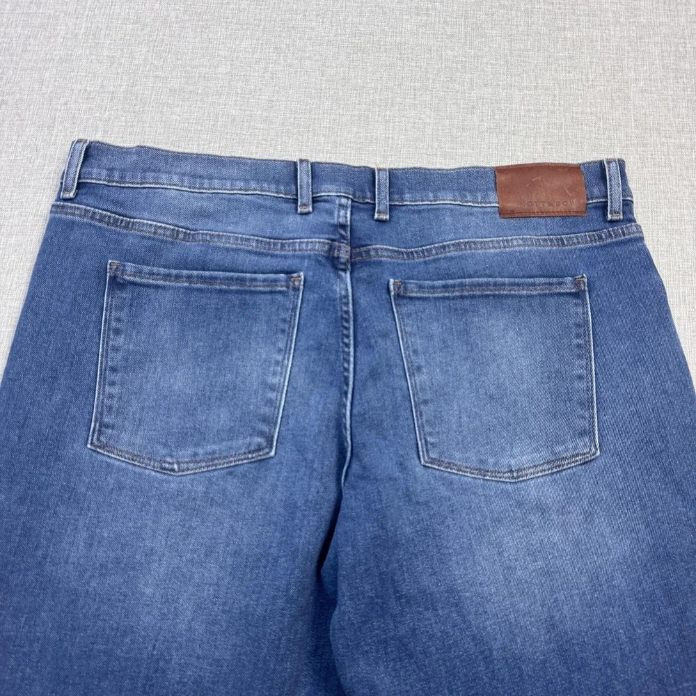 Mott & Bow Jeans Mens 38x32 Straight Blue Medium Wash Stretch Pockets Logo Denim